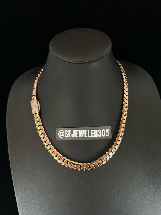 10MM Cuban Link Chain + VVS1 Moissanite Stones Lock